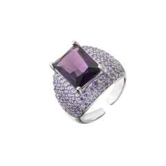 Luxury pave setting CZ chunky copper rings