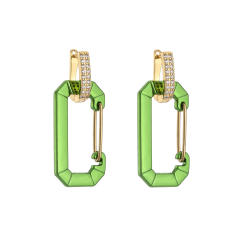 Y2K colorful gold plated paperclip copper huggie earrings