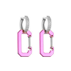 Y2K colorful gold plated paperclip copper huggie earrings