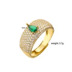 Luxury pave setting cz colorful heart copper rings earrings