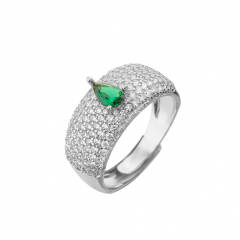 Luxury pave setting cz colorful heart copper rings earrings