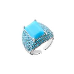 Luxury pave setting CZ chunky copper rings