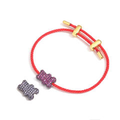 Pave setting cz funny bear pendant pearl copper necklace bracelet