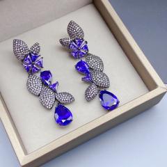 925 needle luxury pave setting CZ dangle earrings