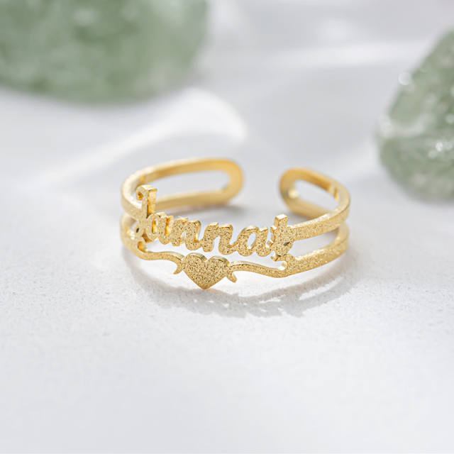 Personality custom heart name frost stainless steel rings