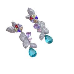 925 needle luxury pave setting CZ dangle earrings