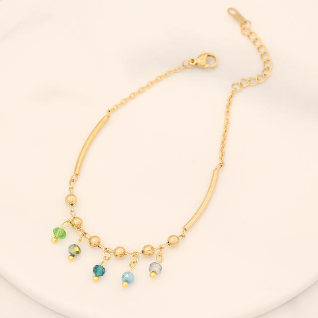 Creative color enamel evil eye charm stainless steel bracelet