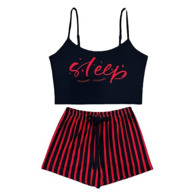 Summer design letter print shorts pajamas set