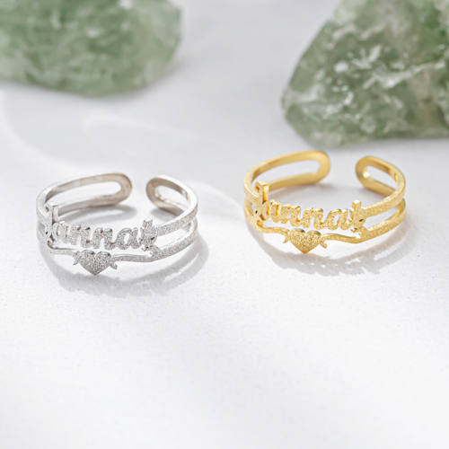 Personality custom heart name frost stainless steel rings