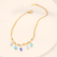 Creative color enamel evil eye charm stainless steel bracelet