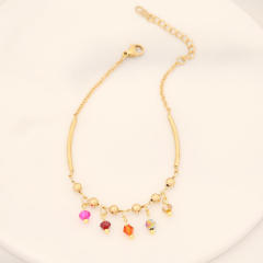Creative color enamel evil eye charm stainless steel bracelet