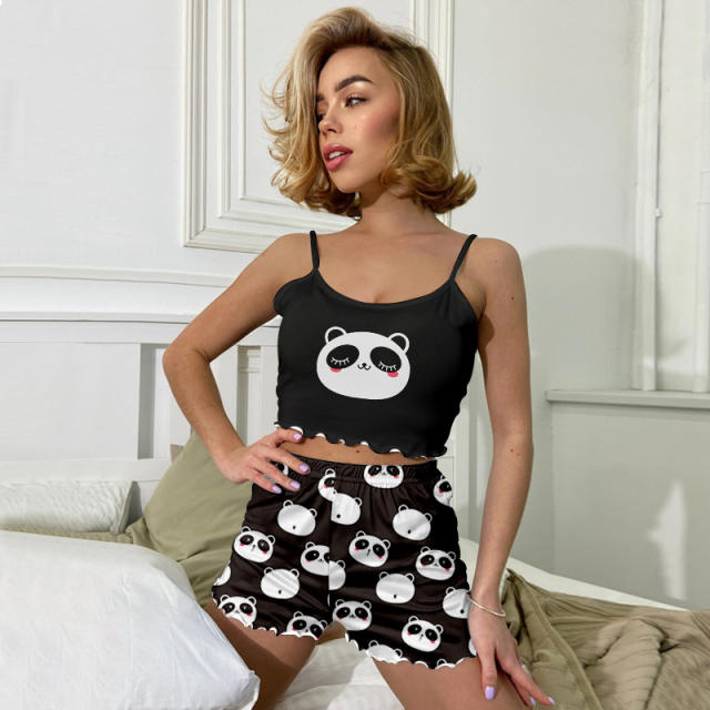 Summer design cute cartoon pattern shorts pajams set