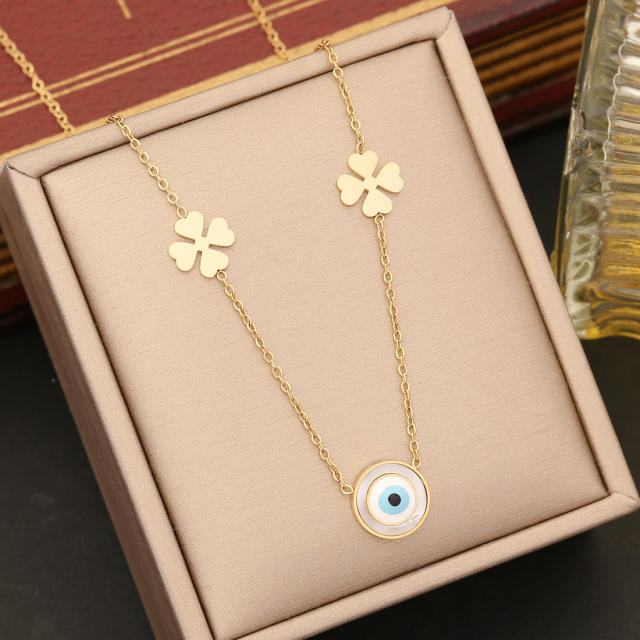 Sweet color enamel fish elephant animal pendant stainless steel necklace