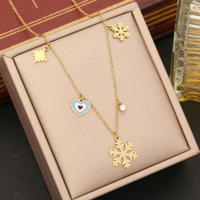 Sweet color enamel fish elephant animal pendant stainless steel necklace