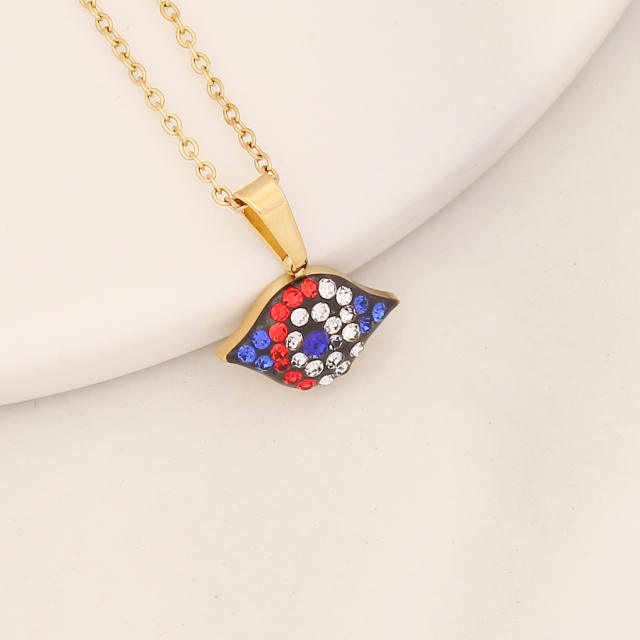 Personality enamel evil eye pendant stainless steel necklace