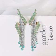 Luxury pave setting cubic zircon tassel copper earrings