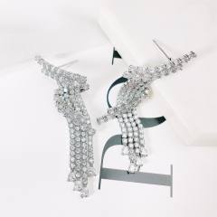 Luxury pave setting cubic zircon tassel copper earrings