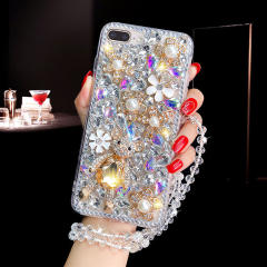 Luxury color rhinestone pave setting diamond bear phone case
