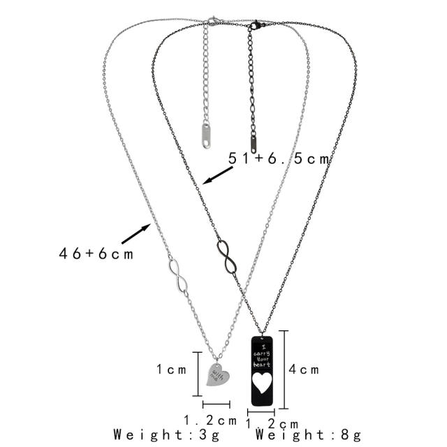 Personality stainless steel heart matching couple necklace
