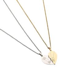 Concise stainless steel matching heart couple necklace
