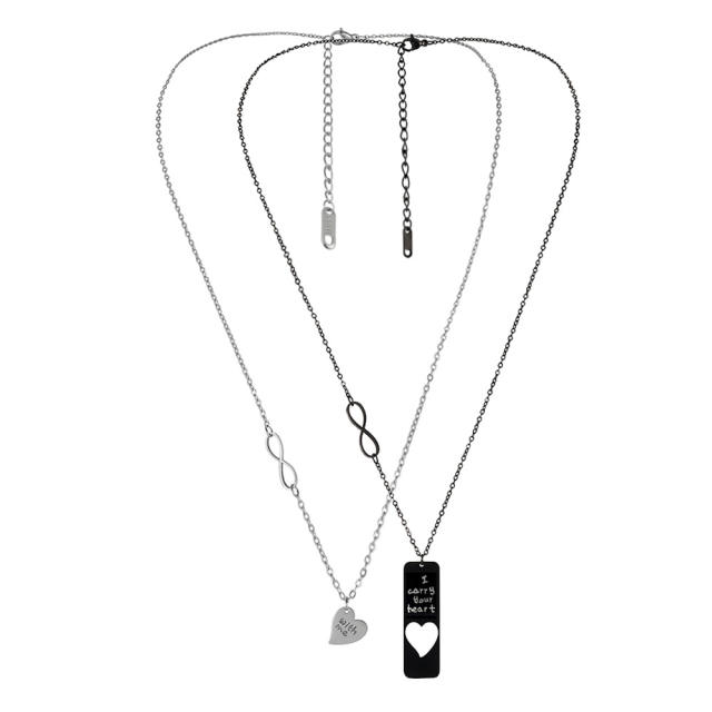 Personality stainless steel heart matching couple necklace