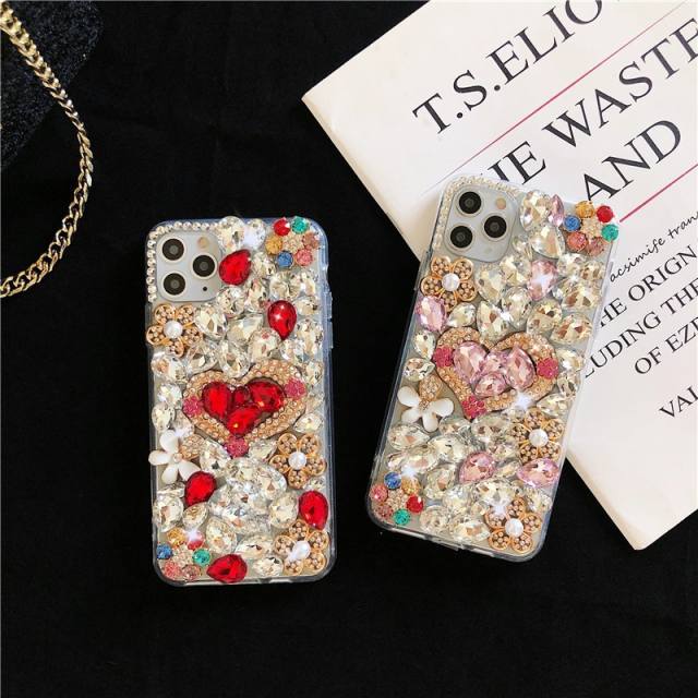 Luxury full of color glass crystal stone diamond phone case