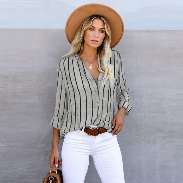 Summer design striped women blouse