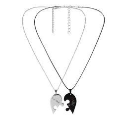 Concise stainless steel matching heart couple necklace
