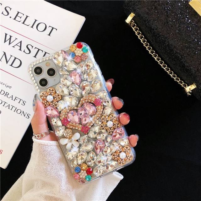 Luxury full of color glass crystal stone diamond phone case