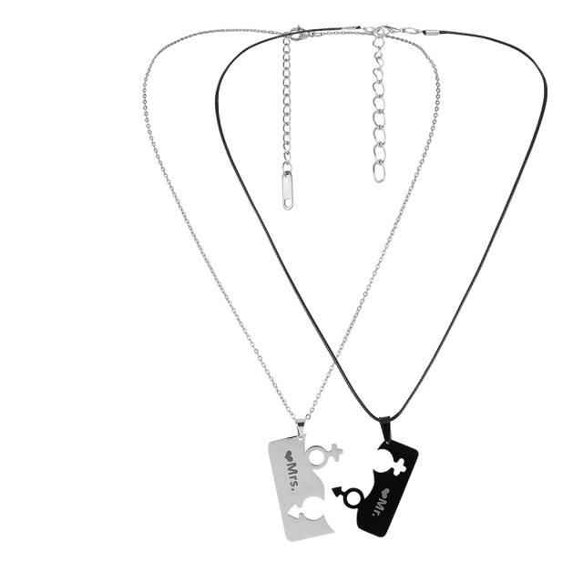 Hot sale matching card stainless steel couple necklace