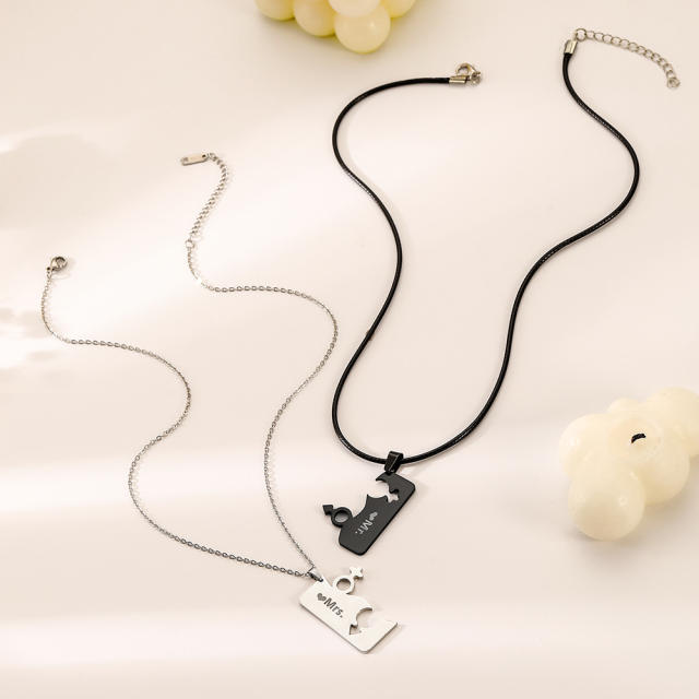 Hot sale matching card stainless steel couple necklace