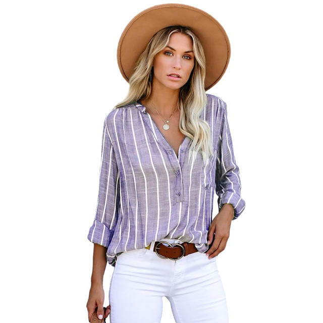 Summer design striped women blouse