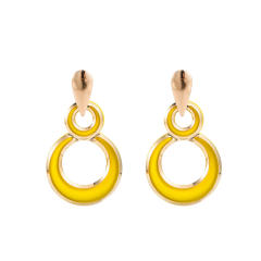 Yellow color painting geometric circle alloy earrings