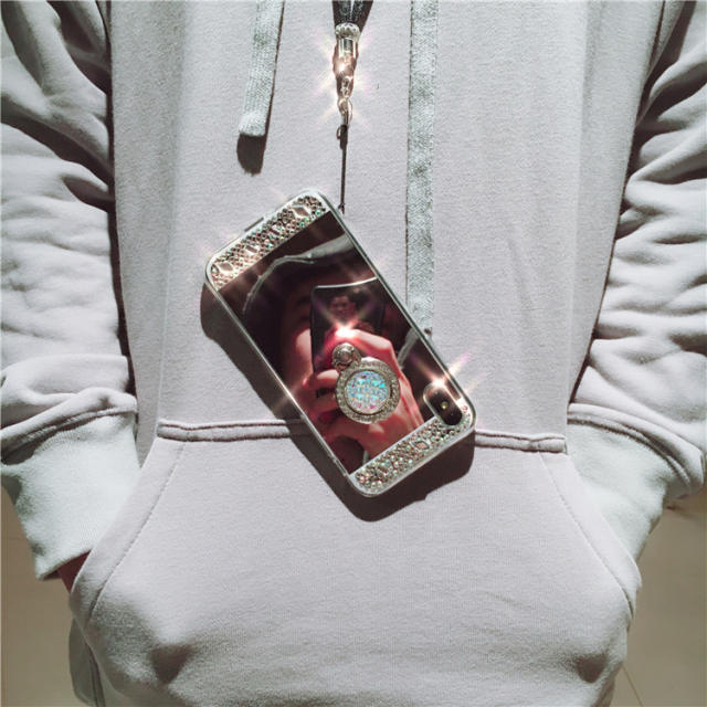 Luxury rhinestone diamond phone case with phone ring