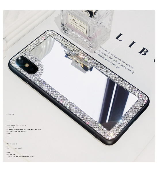 Diamond rhinestone edge mirror phone case