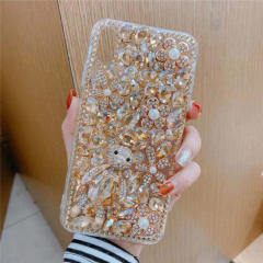 Luxury color rhinestone pave setting diamond bear phone case