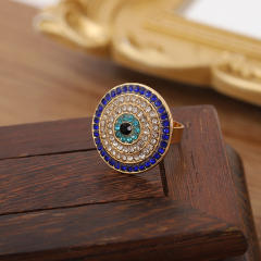 Hot sale rhinestone pave setting evil eye alloy rings