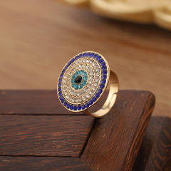 Hot sale rhinestone pave setting evil eye alloy rings