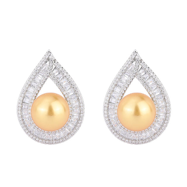 Chic drop pendant pearl necklace set
