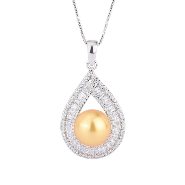 Chic drop pendant pearl necklace set