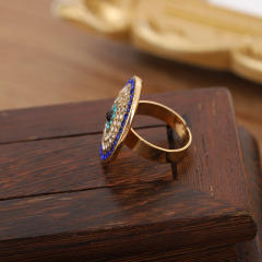 Hot sale rhinestone pave setting evil eye alloy rings