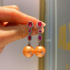 Elegant color cubic zircon pearl dangle earrings