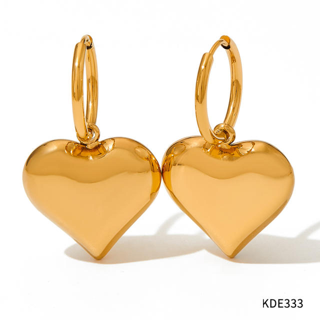 Occident fashion chunky heart stainless steel earrings