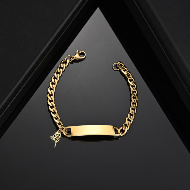 Personality engrave letter stainless steel bracelet