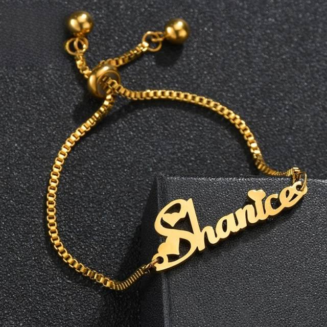 Personality custom name stainless steel slide bracelet