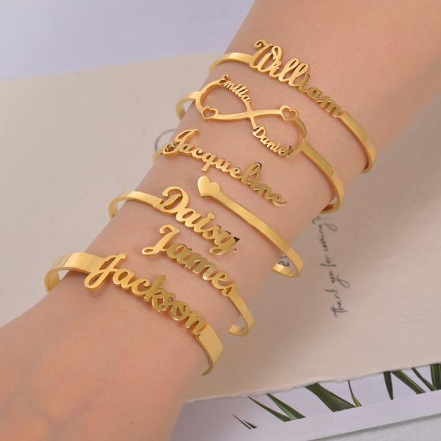 Personality custom name stainless steel bangle