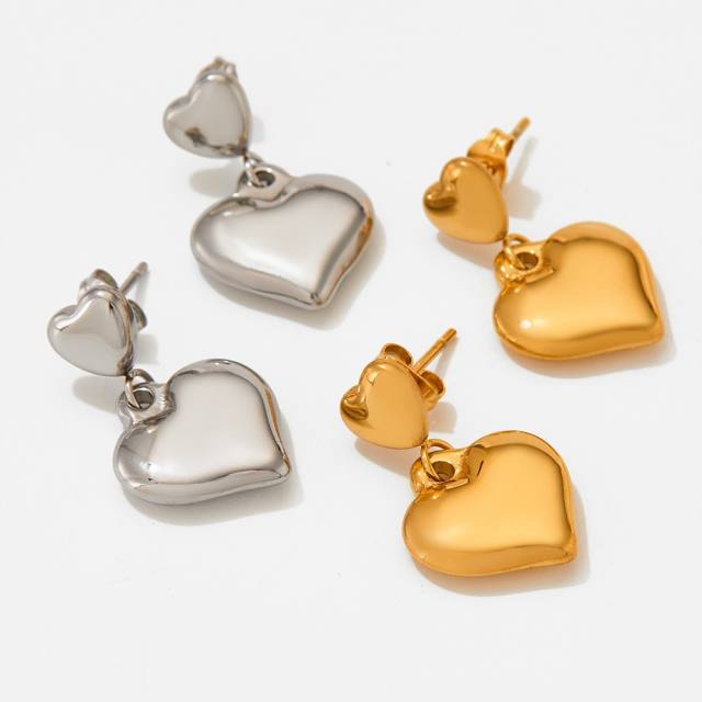 Chunky heart stainless steel earrings
