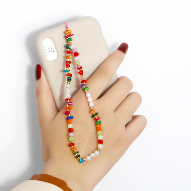 Boho colorful resin stone phone strap