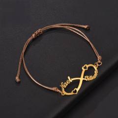 Colorful thread stainless steel name bracelet