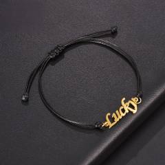 Colorful thread stainless steel name bracelet